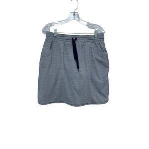 Duluth Trading Classic Athletic Skort Blue Striped Womens‎ M Drawstring Waist